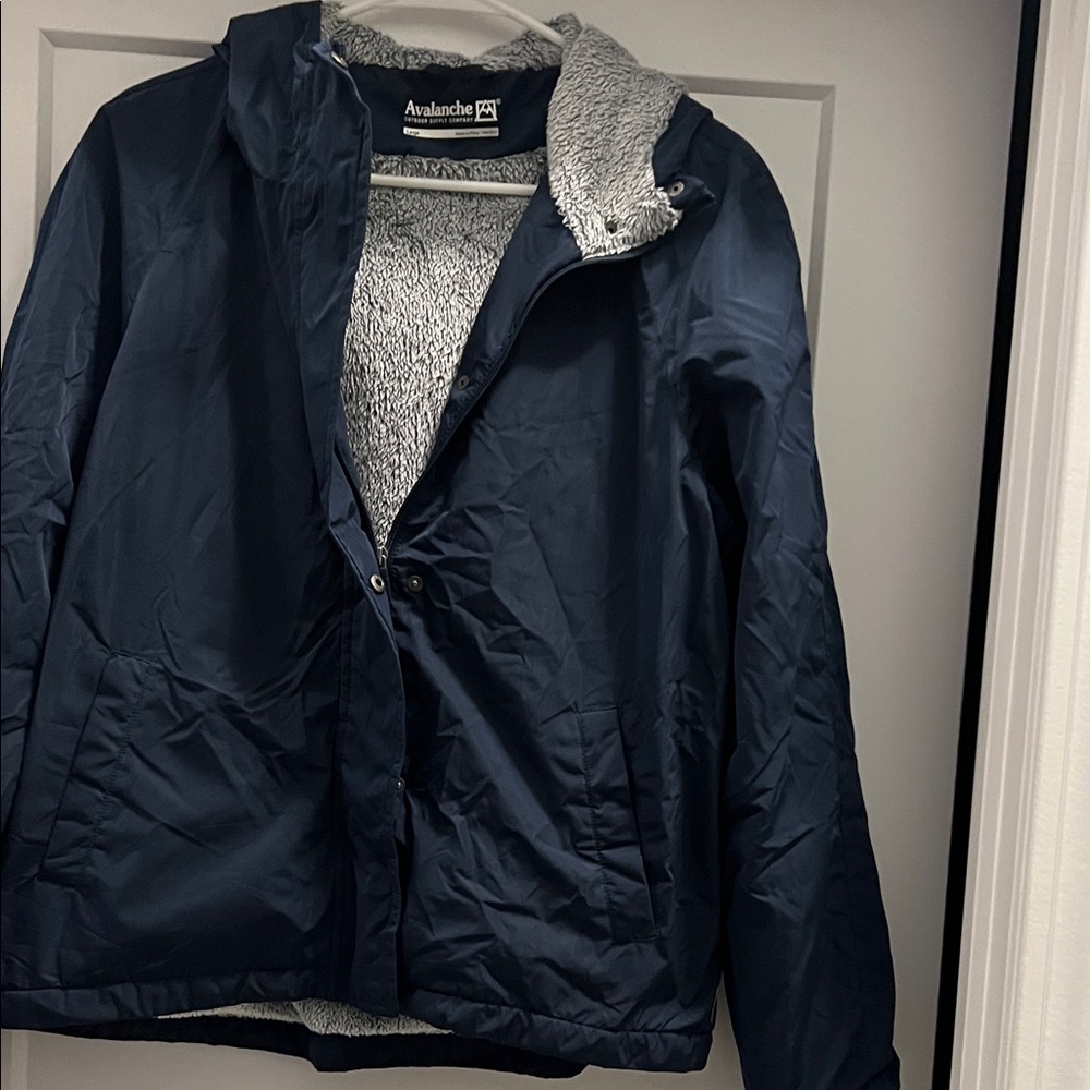 Avalanche Navy Raincoat with Light Gray Sherpa Lining